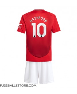 Günstige Manchester United Marcus Rashford #10 Heimtrikotsatz Kinder 2024-25 Kurzarm (+ Kurze Hosen)